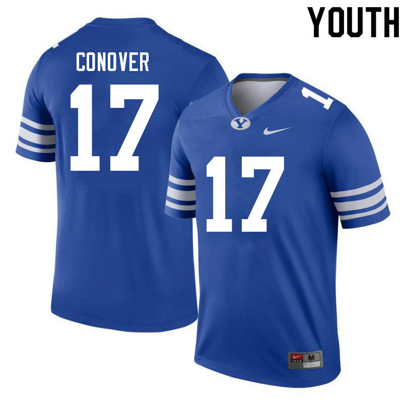 Youth #17 Jacob Conover BYU Cougars College Football Jerseys Sale-Royal - Click Image to Close